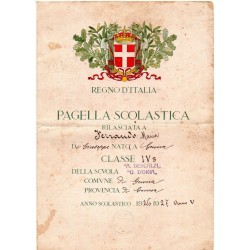 PAGELLA SCOLASTICA REGIME FASCISTA ANNO V 1927 GENOVA