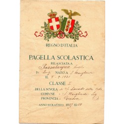 PAGELLA SCOLASTICA REGIME FASCISTA REGNO D'ITALIA, ANNO VI 1928 SANTA MARGHERITA LIGURE