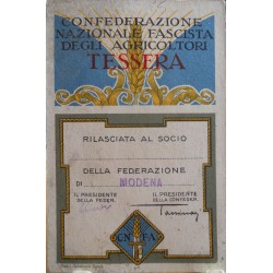 TESSERA DELLA CONFEDERAZIONE NAZIONALE FASCISTA DEGLI AGRICOLTORI, MODENA, 1932