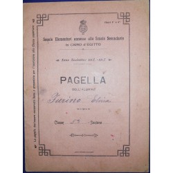 PAGELLA SCOLASTICA 1912-1913 SCUOLA ELEMENTARE CAIRO D'EGITTO *